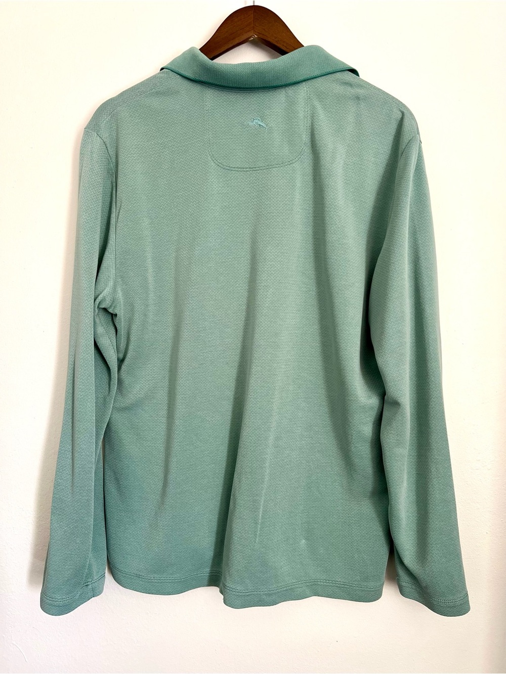 Tommy Bahama Mint Green Long Sleeve Polo Shirt Medium Coastal Casual Modal Blend - Picture 5 of 6